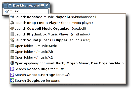 Deskbar-applet de Gnome